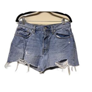 FREE PEOPLE We The Free Denim Shorts, Distressed, Button Fly, Sz 30